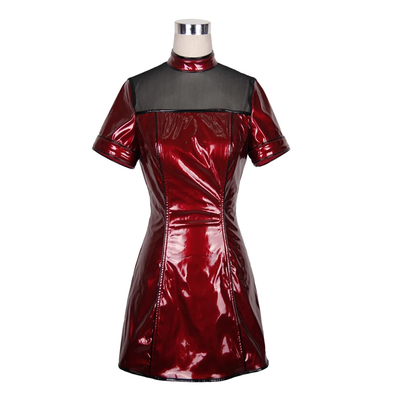 Модное пикантное короткое платье Devil в стиле стимпанк с вырезами Тяжелые кожаные