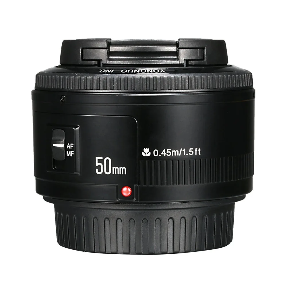 Светодиодная лампа для видеосъемки YONGNUO YN50mm F1.8 стандартное фиксированное фокусное расстояние объектив с фиксированным фокусным расстоянием большой апертурой Автофокус Объектив с фиксированным фокусным расстоянием для Canon EF крепление Rebel DSLR Камера