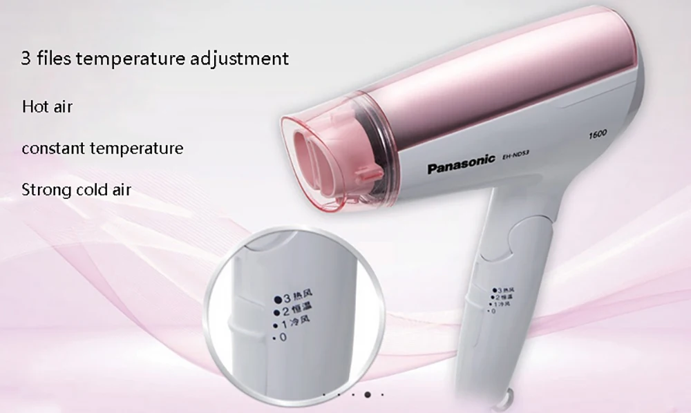 Panasonic профессиональный фен для волос EH-ND53 1600 Вт Быстросохнущий Уход за волосами с насадкой Складная ручка трехскоростная регулировка