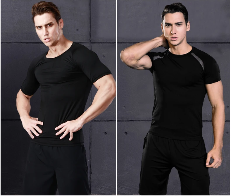 Мужские спортивные футболки Топ Футболка компрессионная Gymwear беговые футболки быстросохнущая Бодибилдинг тренировка Футболка для мужчин короткий рукав