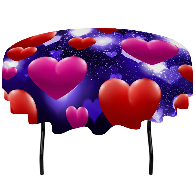 Круглая скатерть Psychedelic Водонепроницаемая Love Heart Свадебная маслостойкая крышка