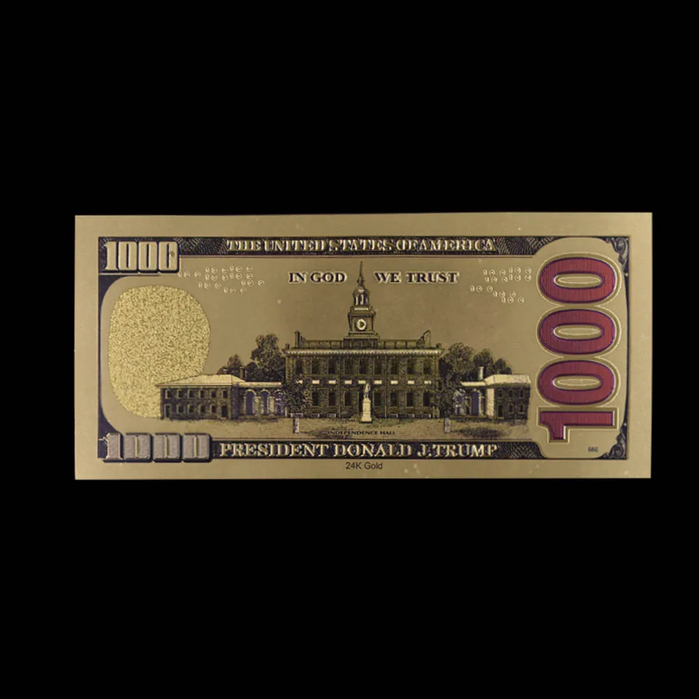 Трамп долларах банкноты бумажные коллекции денежных знаков $1000 Золотая фольга
