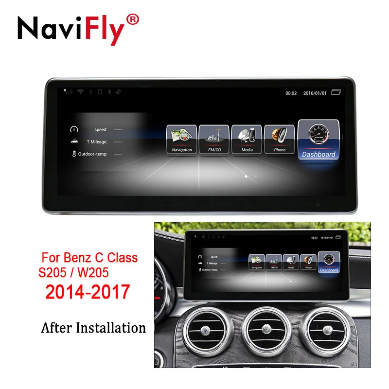 standard NaviFly 10,25 ''полный сенсорный Автомобильный gps Мультимедиа для Benz C Class S205 W205- поддержка оригинальная автомобильная информация SWC - Цвет: standard