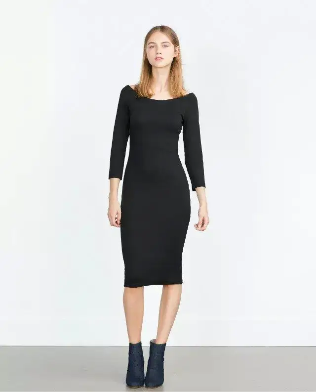 XC126 Fashion 2016 Women Gray Stretch Mid-Calf Sport Dress O-neck Three Quarter Sleeve Fit Causal Brand Female Vestidos | Женская одежда