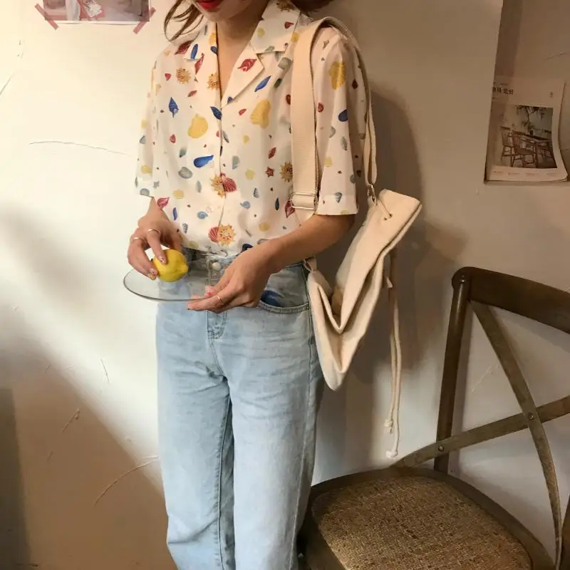 2019 Летние шифоновые винтажные Топы в корейском французском стиле женские