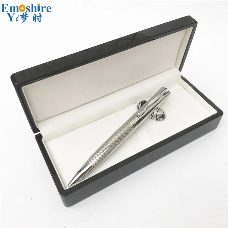 Pen and Box Высокое качество, серебряная модель, ограниченная серия, роскошная ручка, подарочный набор, деревянная коробка, шариковая ручка, шариковая ручка для мужчин P636 - Цвет: Pen and Box