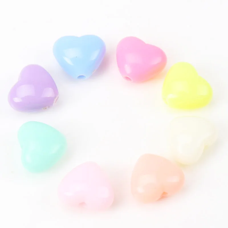 Новинка лидер продаж разноцветные акриловые бусины в форме сердца круглые