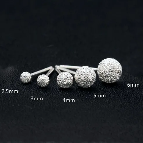 Flyleaf 925 Sterling Silver Matte Beads Stud Earrings For Women Men Casual Hypoallergenic Sterling-silver-jewelry | Украшения и