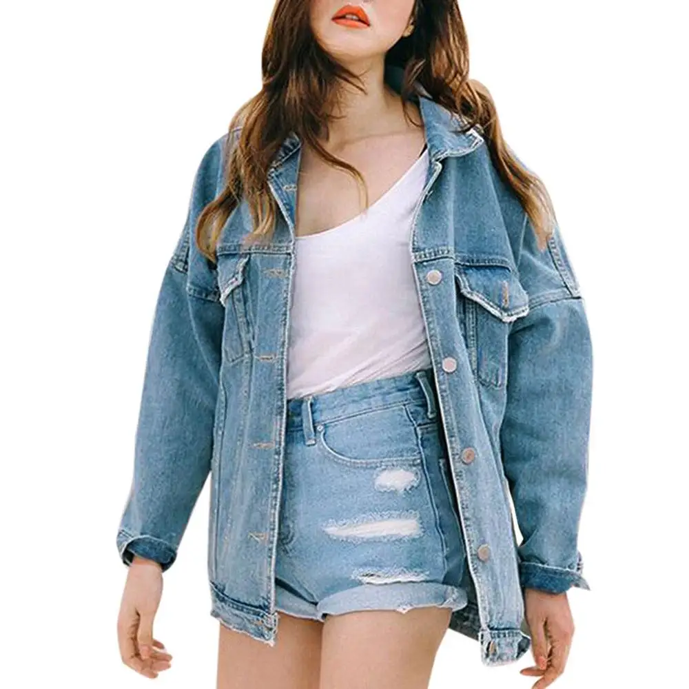 New Autumn Women Solid Retro Oversize Loose Button Jackets Casual Denim Jeans Pocket Coat Outwear Veste En Pour Femme A55 | Женская