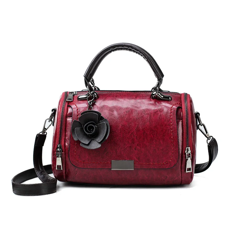 2019 New Flowers Pendant Handbag Women's Fashion Boston Bags PU Shoulder Bag Ladies Luxury Crossbody Vintage Messenger | Багаж и сумки