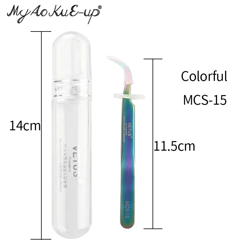 Mcs 15 colorful Новая серия MCS Премиум Пинцет норковые ресницы удлинение качество ультра тонкий высокая точность нержавеющая сталь антистатические пинцеты - Цвет: Mcs 15 colorful