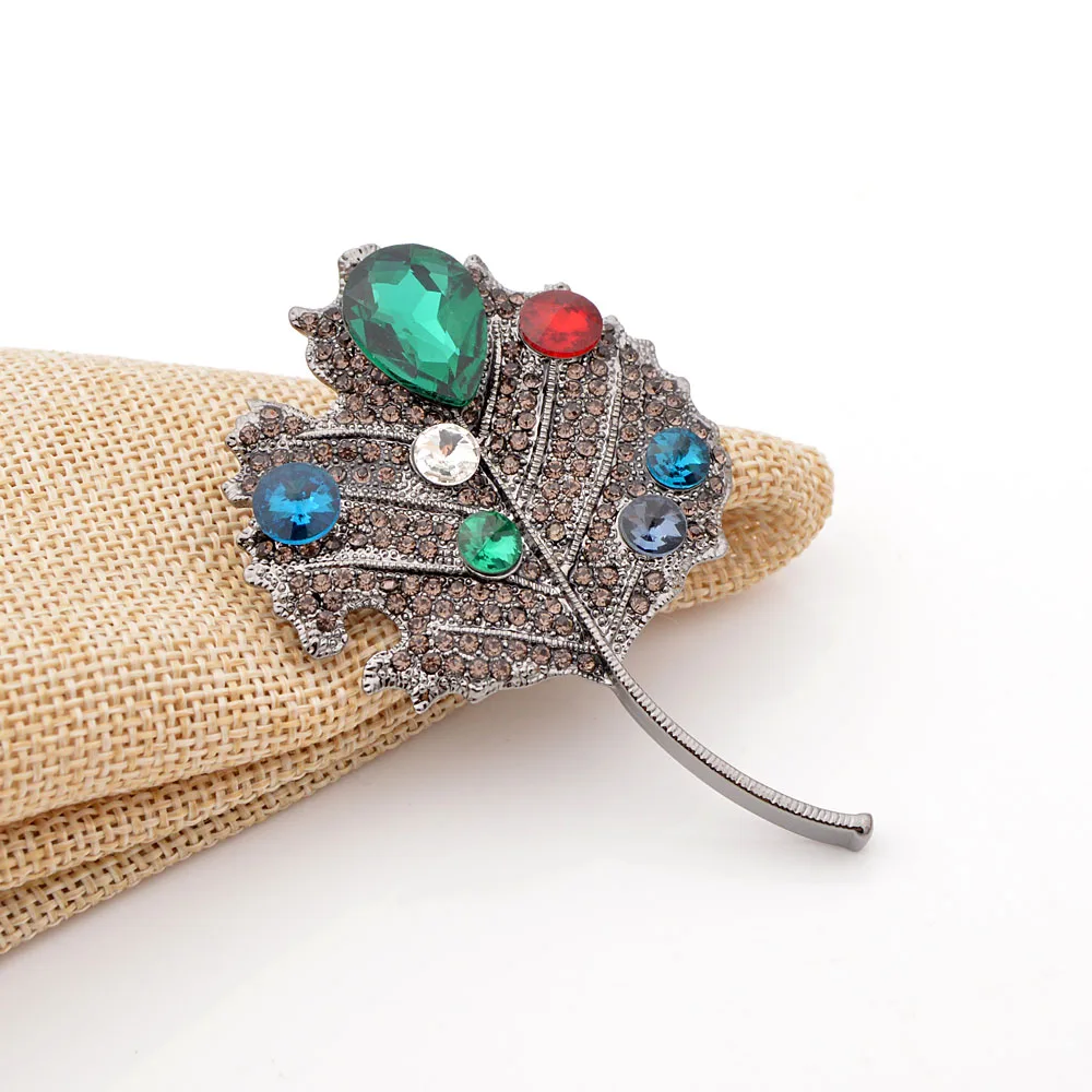 CINDY XIANG Rhinestone Броши в виде листьев для женщин модная брошь на свитер пальто