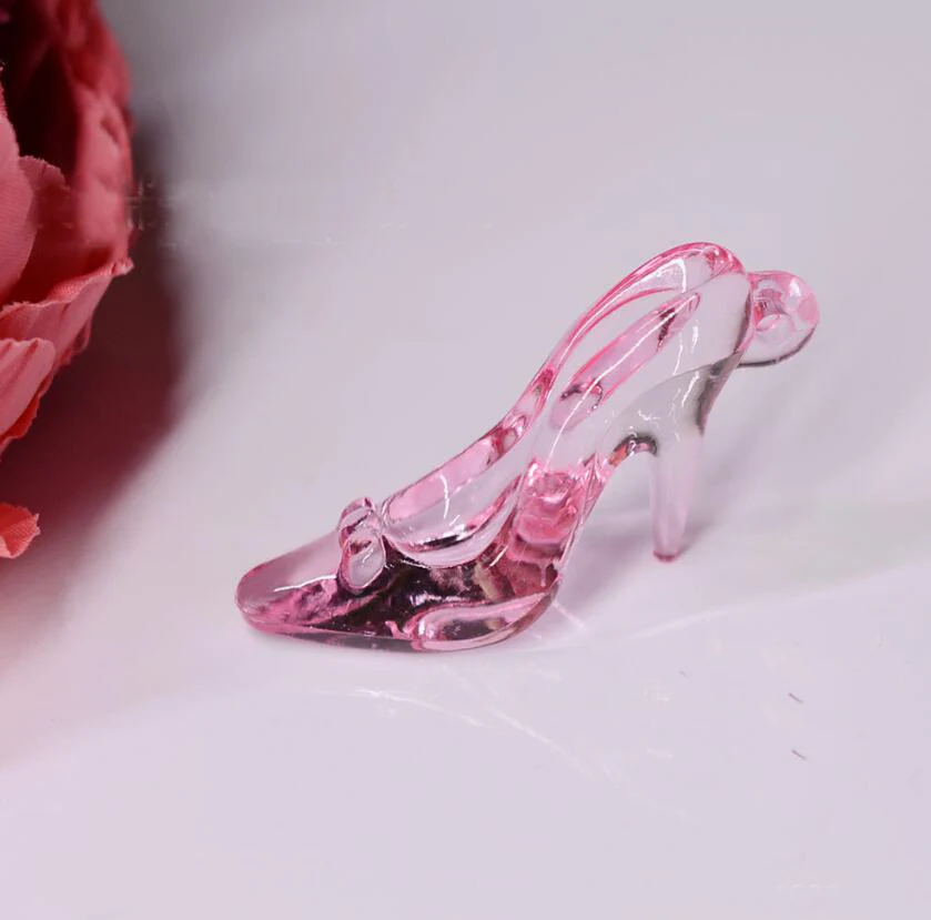 100 шт. розовые/белые стеклянные тапочки на высоком каблуке| |