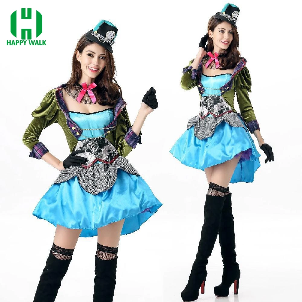Женский костюм Алисы в стране Wonderland маскарадный Mad Hatter праздничная одежда на