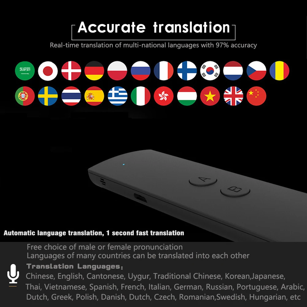 Bluetooth умный переводчик двухсторонний электронный карманный голосовой для