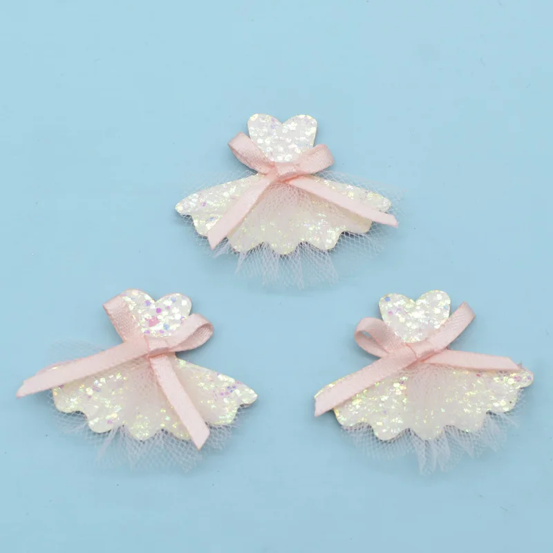 10 шт. блестящая балетная юбка мягкие нашивки с бантом сетчатая аппликация для