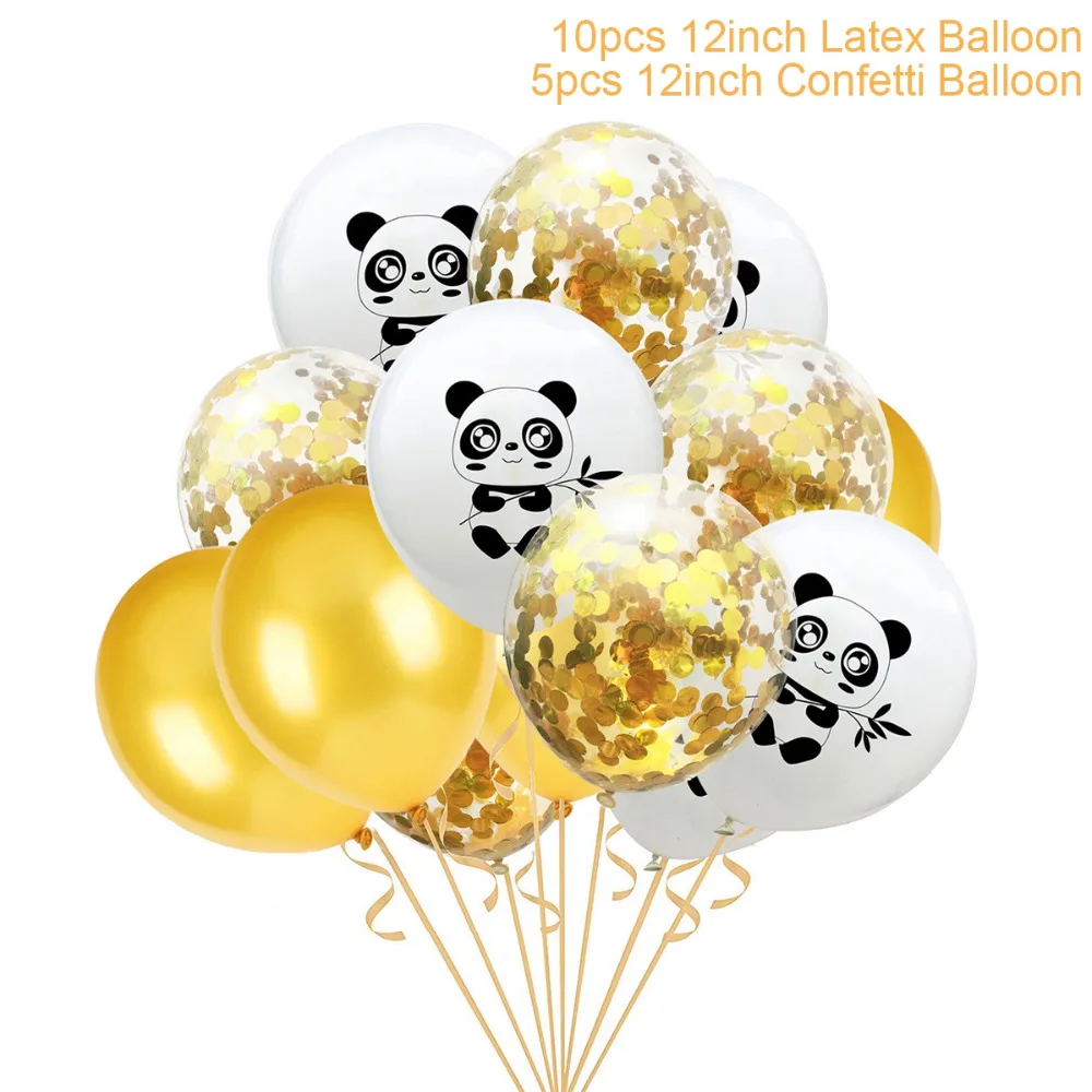 Huiran Cute Panda Balloon Happy Birthday Balloons Air Party Ballons Birthday Party Decor Kids Favors Animal Black Baloons Balls