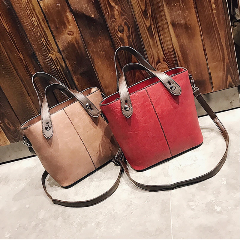 Rxs&ampcc New Retro Women's Tote Bag Casual Wild Shoulder Fashion Diagonal Large-capacity Bucket |