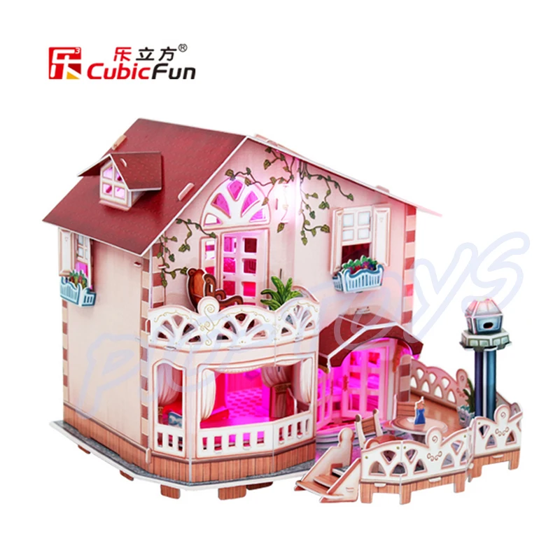 Красивый подарок бунгало кукольный домик 3D головоломки светодиодный ным