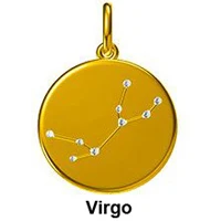 Virgo 12 подвеска созвездия, ожерелье s Real 18 K 750, желтое золото, натуральный бриллиант, Знак зодиака, цепочка, ожерелье, ювелирные изделия для женщин, девушек - Цвет камня: Virgo