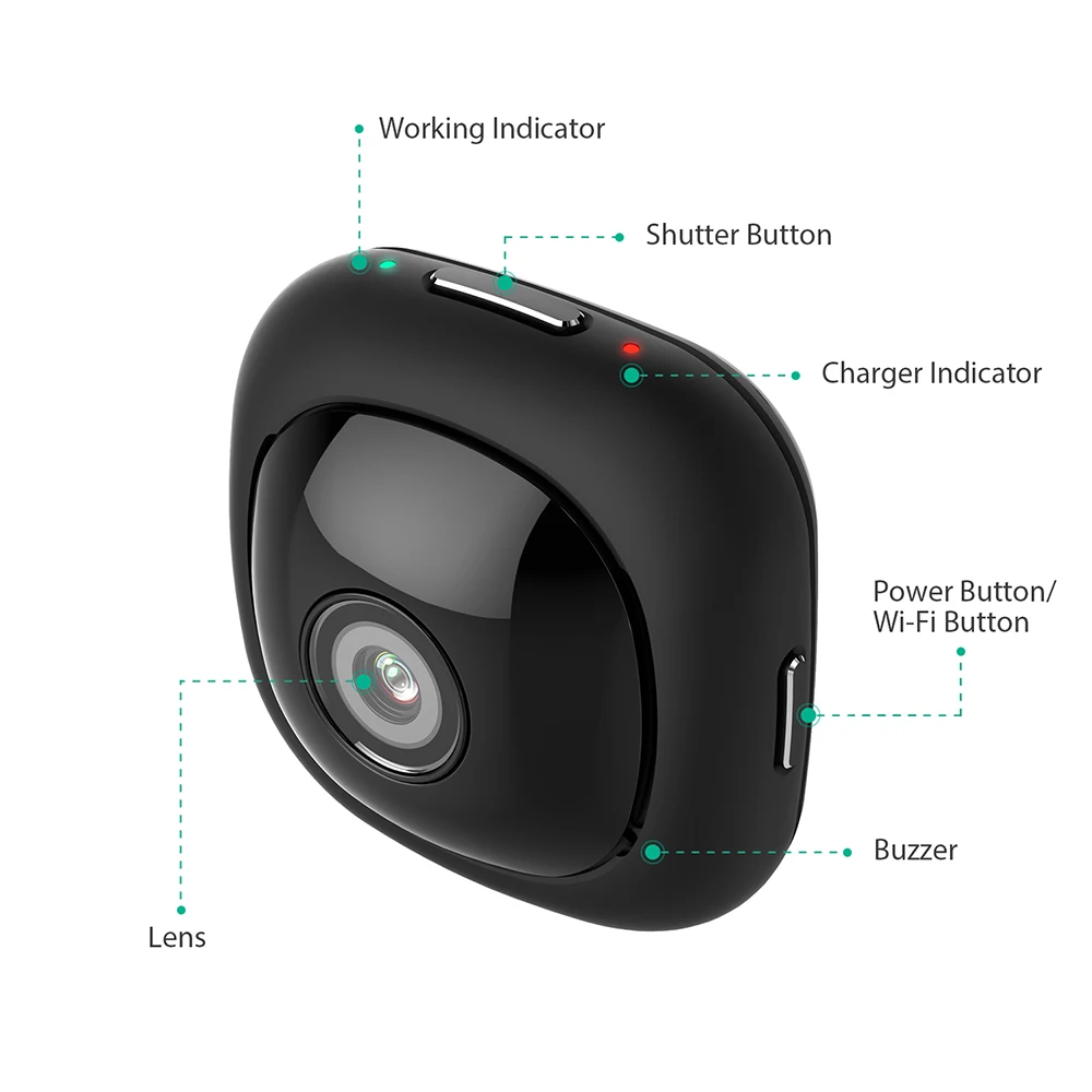 Карманная мини камера Andoer G1 портативная Full HD 8 Мп широкий угол обзора 120 градусов