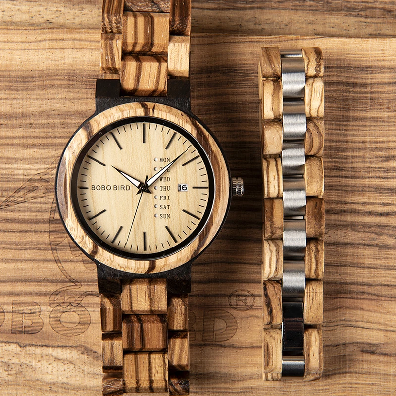 Reloj hombre BOBO BIRD мужские часы деревянный браслет натуральное дерево часы ручной работы Авто Дата Неделя кварцевые наручные часы красивые подарки