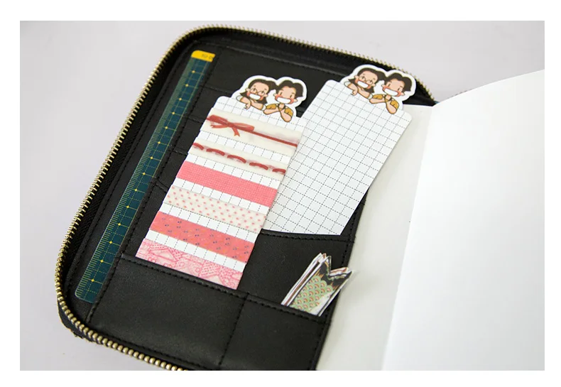 Happy Couple Cartoon PVC Washi Tape Storage Board Creative DIY Tool Japanese Masking Tape Carry Tools for Hobo Notebooks