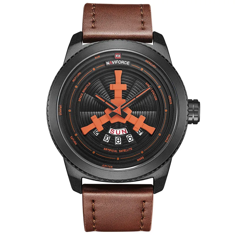 Black Orange Топ люксовый бренд Мужские часы NAVIFORCE Модные Спортивные кварцевые кожаные водонепроницаемые мужские наручные часы Мужские часы Relogio Masculino - Цвет: Black Orange