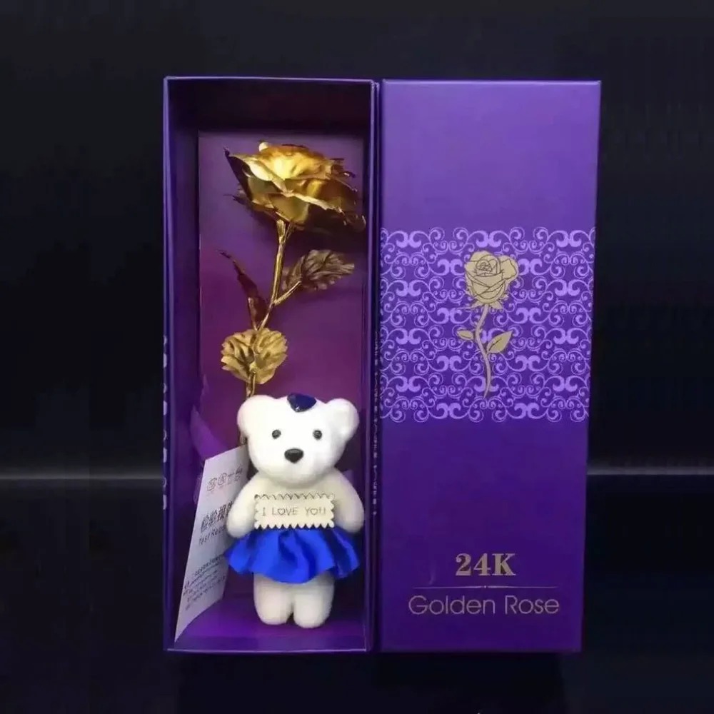 24 k Золотая фольга Роза творческие подарки длится навсегда роза с любовь база для