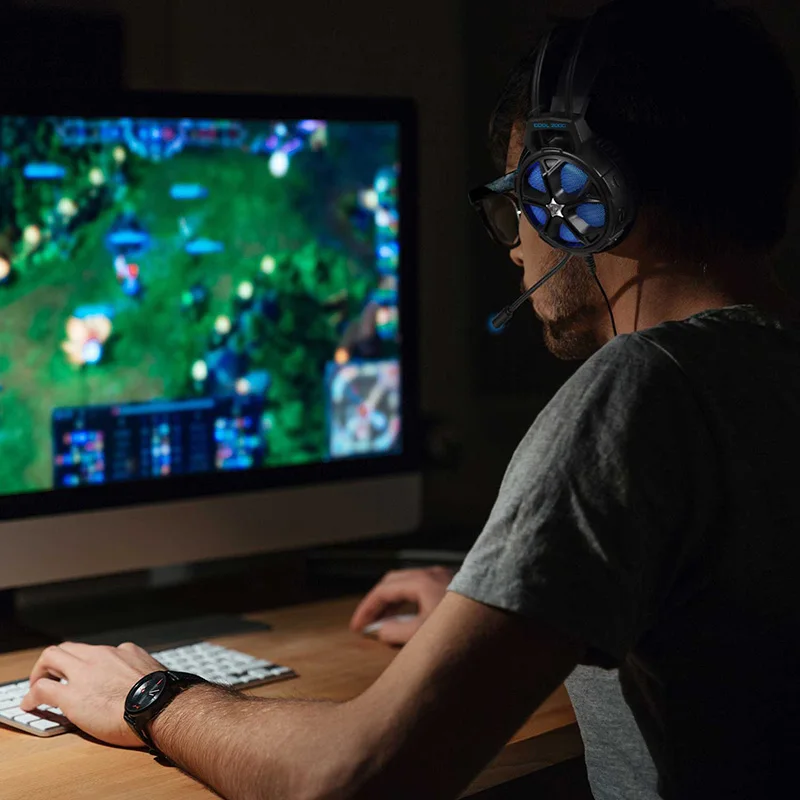 Оригинальный прохладный 2000 игровая гарнитура с микрофоном светодиодный для PS4 XBox