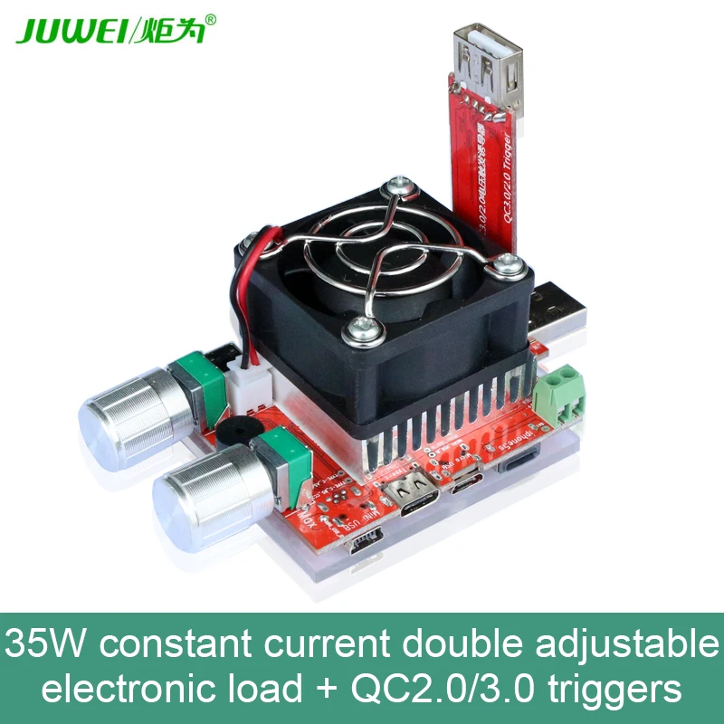 35w constant current double adjustable electronic load qc2 03 0 triggers quick voltage usb tester voltmeter aging discharge free global shipping