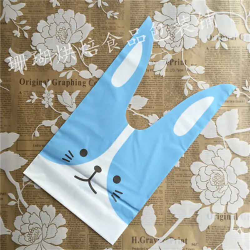 50 шт. синий с кроличьими ушами для печенья пластиковые пакеты конфет упаковочный