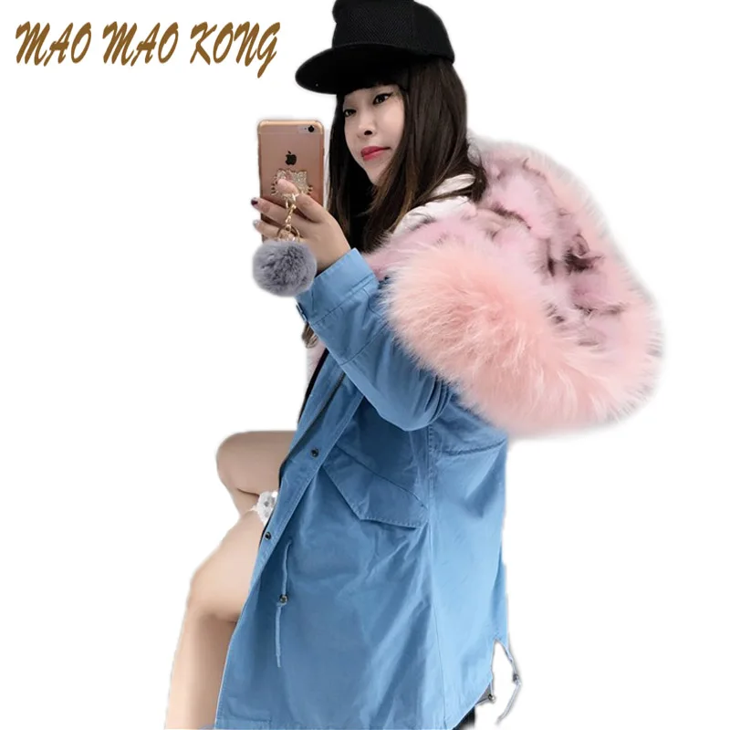 Новинка 2019 Зимняя женская куртка с капюшоном подкладкой из лисьего меха парка
