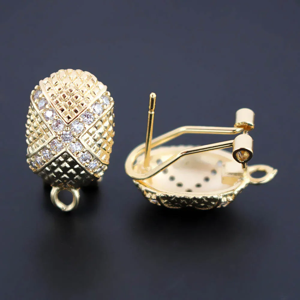 Серьги клипсы с петлей микро закрепкой из циркония овальное основание