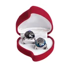 Коробка для двух колец для ювелирных изделий Обручальные кольца пара, серьги, ювелирное изделие, Дисплей хранения Чехол розовое Цветочное сердце Форма подарок