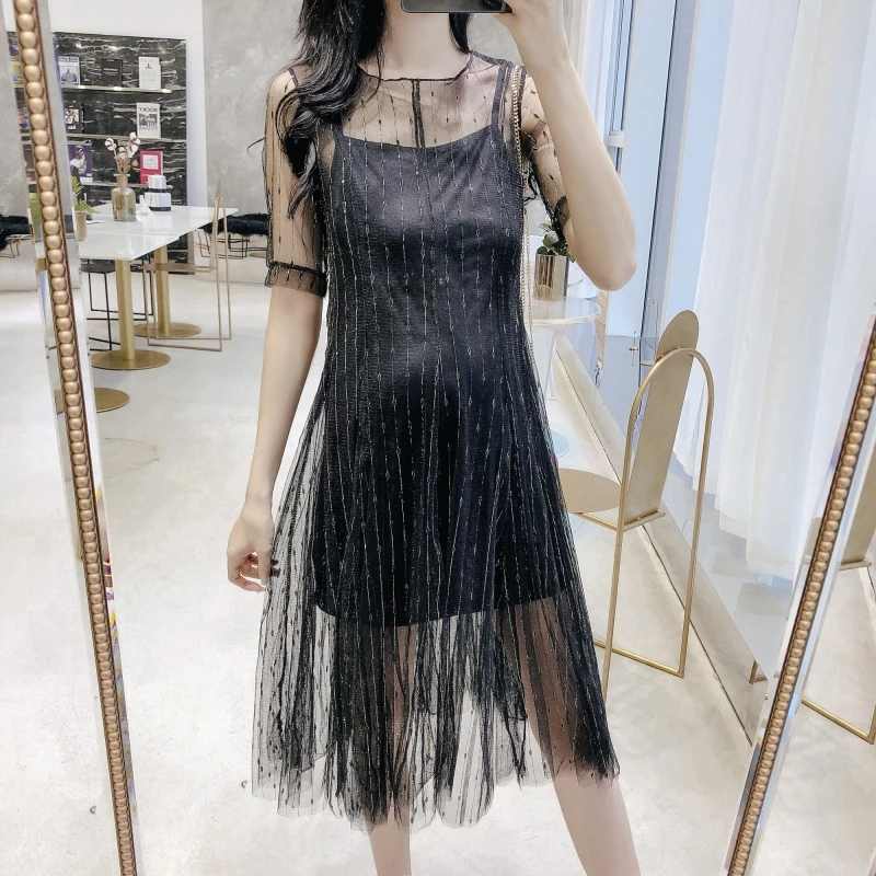 Летнее модное черное Сверкающее платье эластичное пляжное для беременных