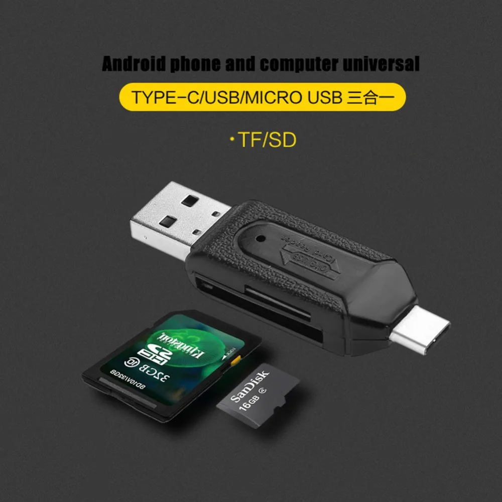 Мини OTG USB2.0 Type C кардридер памяти для SD TF карты Micro кардридер|Картридеры| |