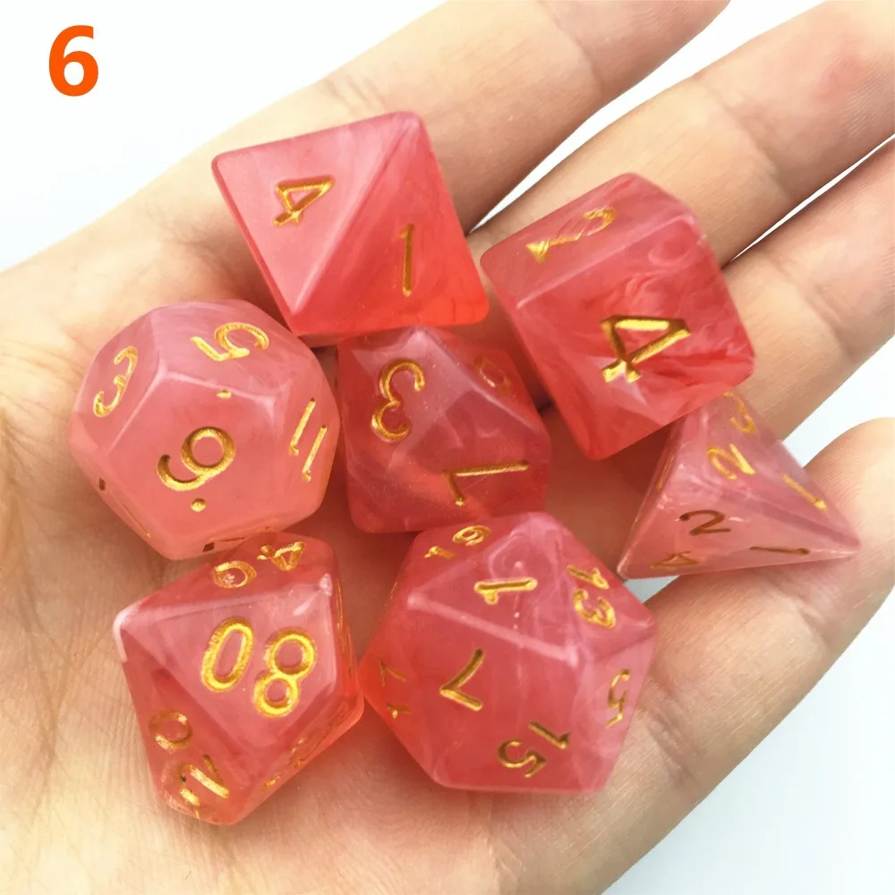 7 шт./компл. многогранные кости d& d4 d6 d8 d10 d% d12 d20 многогранные TRPG игры Набор Игральный костей для Настольная игра