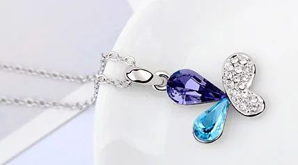

Women Lady Necklace Choker Pendientes Crystals from Swarovski Butterfly Pendant Exquisite Necklace Wedding Oorbellen