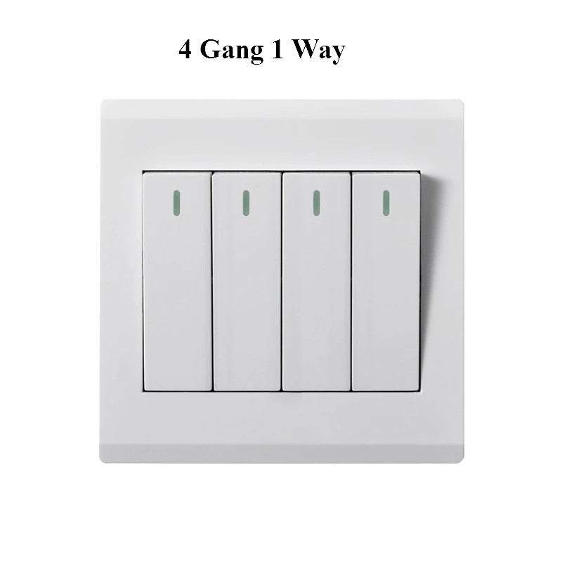 4 Gang 1 Way 1/2/3/4 Gang 1 2 Way Light Wall Switch Electrical Push Button White PC Frame Panel Switch For Home Living Room Bedroom 86*86mm - Цвет: 4 Gang 1 Way