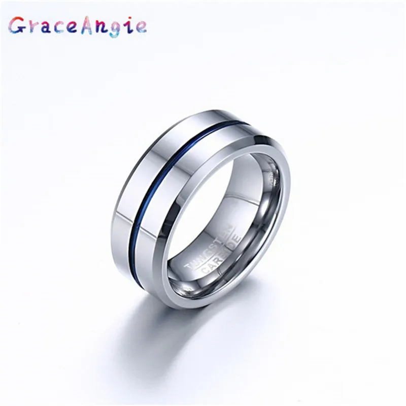 Top Mens Rings Black Pure Tungsten Carbide Wedding Engagement Band Ring for Man Fashion Trendy Jewelry Gift New 8MM bague homme | Украшения