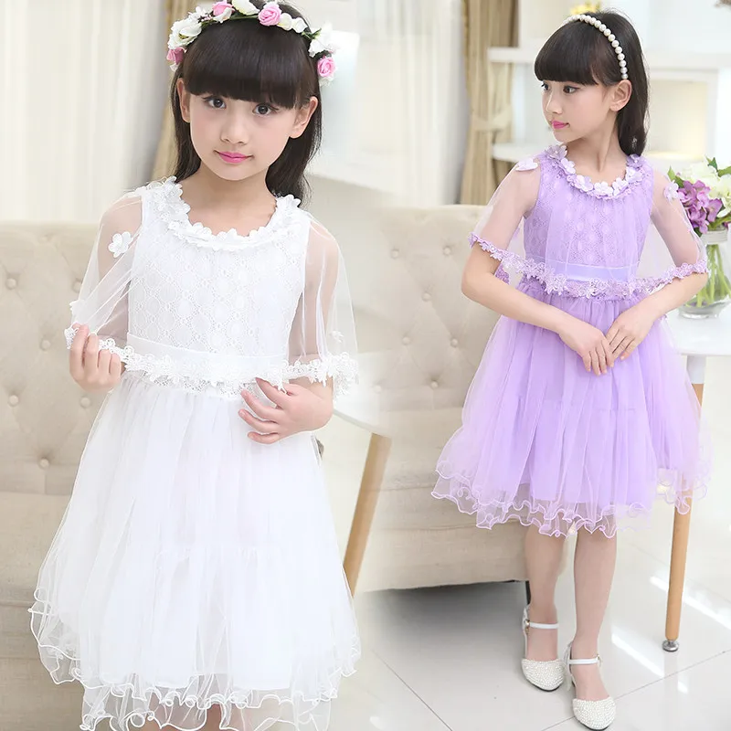Girls Formal Prom Wedding Cocktail Dress With Lace Shawl Cappa Princess Quinceanera Dresses Elegant Summer Party Evening Dres | Детская