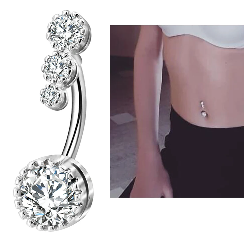 

Body Punk 10 pcs Set 316L Surgical Steel Belly Piercing Button Rings Clear CZ Round Crystal Navel Rings Belly Nombril Jewelry