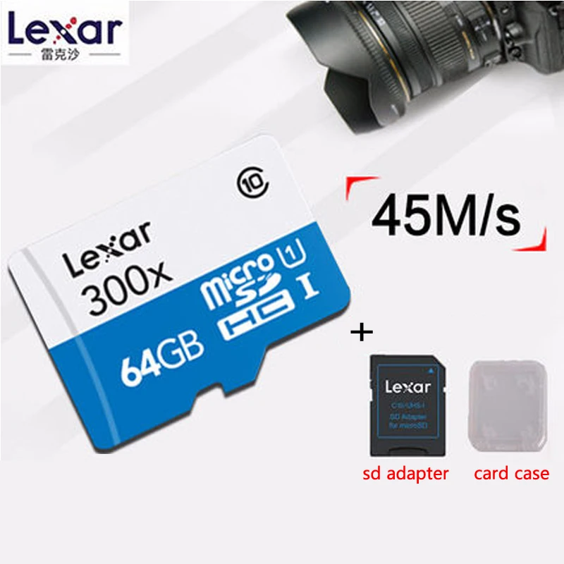 Оригинальный Lexar натуральная 45 МБ/с./с 300x micro SD класс 10 64 ГБ SDXC TF карта памяти