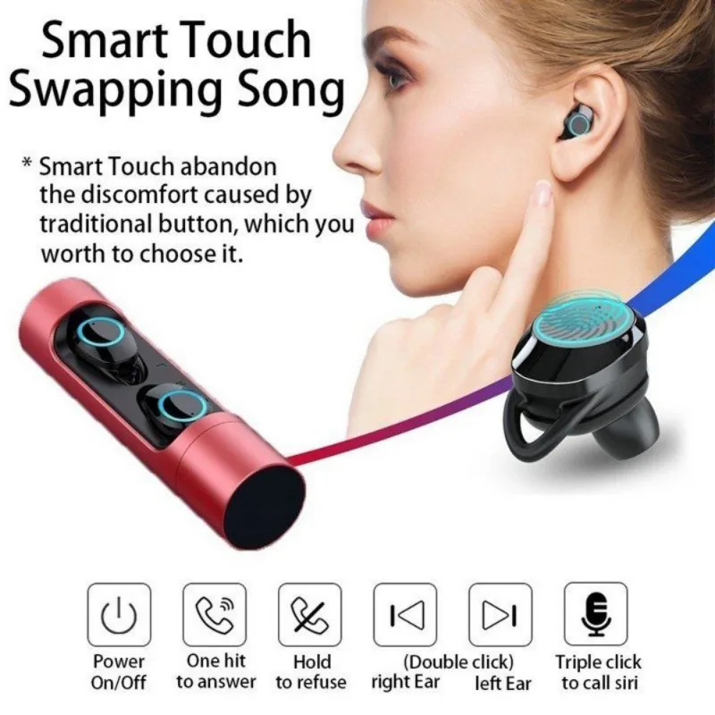 TWS Bluetooth 5,0 наушники X8 с сенсорным управлением мини Близнецы беспроводные наушники стерео гарнитура с микрофоном IPX7 водонепроницаемые наушники