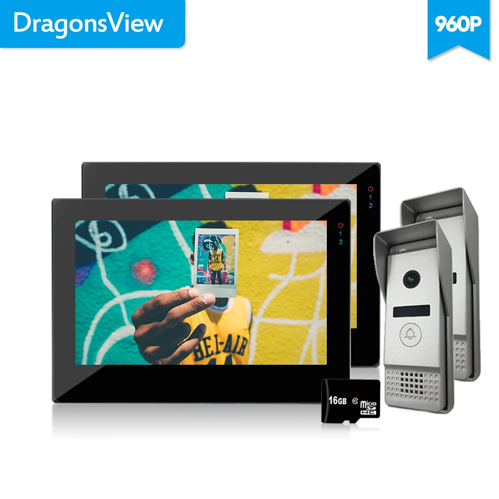Dragonsview видео телефон двери 2 монитора камеры наружная дверь панель Hands free IR ночное