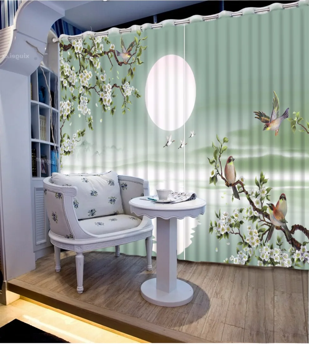 Китайские 2019 шторы для гостиной Цветочная ветка занавески из лун