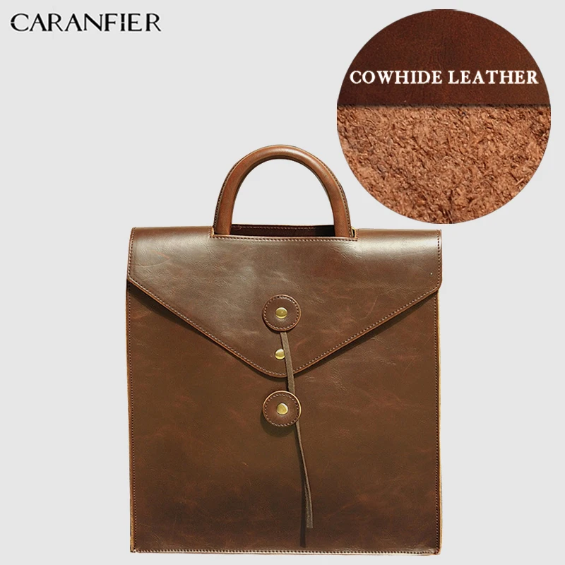 CARANFIER, мужской портфель, Повседневный, из искусственной кожи, одноцветная, дорожная сумка, для компьютера, на плечо, через плечо, бизнес, Офисные Сумки для документов - Цвет: Brown