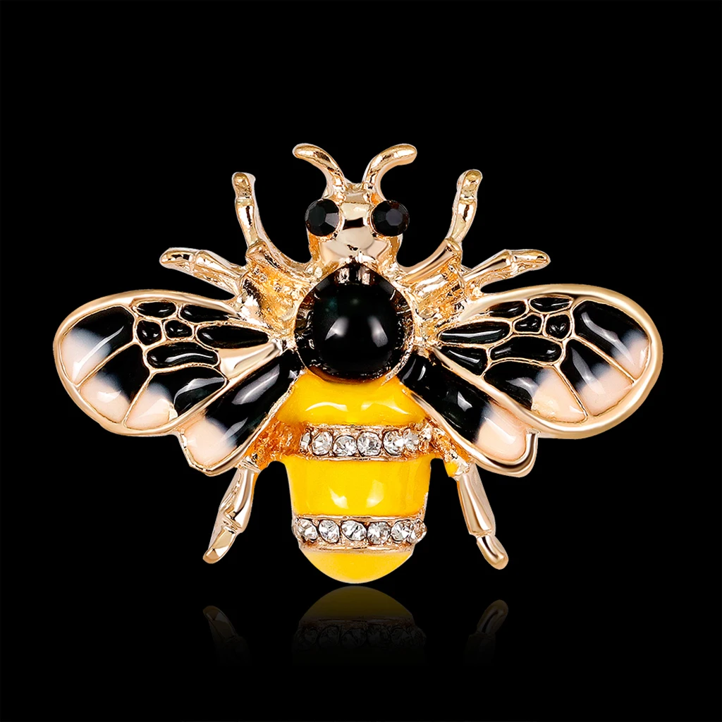 2 шт. милый Honeybee с горным хрусталем мощеная жучка брошь в виде насекомого