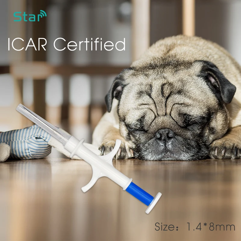 

80pcs ISO11784 FDX-B Pet Microchip Syringe RFID Pet injector implant chip needle 1.4*8mm 134.2KHz RFID Animal ID Dog Tag Syringe
